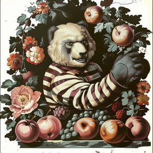 bear  fruit  flowers  painting  colorful  nature  art  vibrant  illustration  chromolithography 1048803