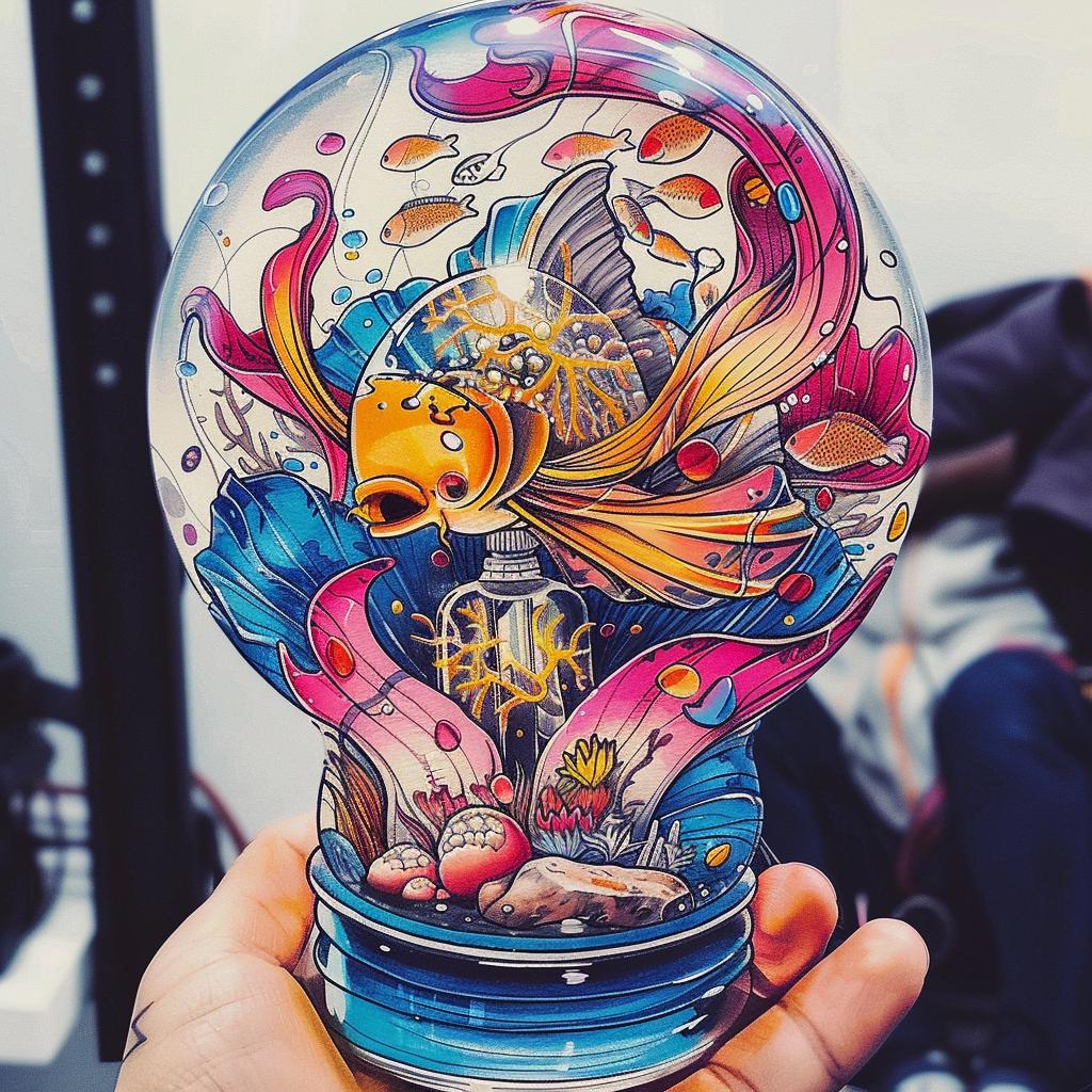 hand  lightbulb  fish  colorful  liquid  creativity  imaginative  nature  art  fusion 940489