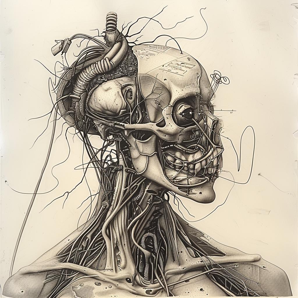 skeleton  drawing  wires  art  design  surreal  black  white  ink  illustration 1029224