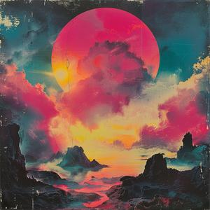 surreal  album  cover  Risograph  symbolist  hyper-realistic  screenprinting  sun  rising  cover 1079570