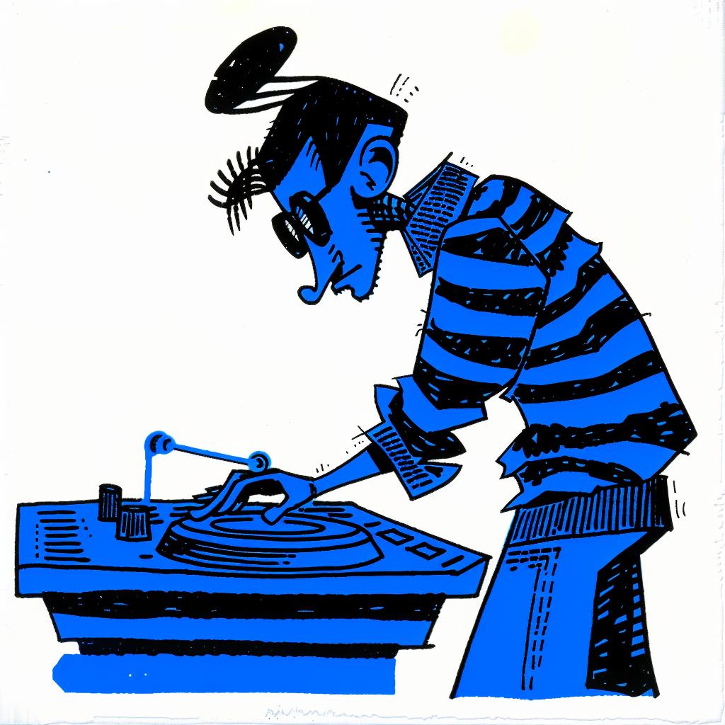 DJ  man  turntable  hip-hop  cartoon  mixing  console  dynamic  music  art 1027894