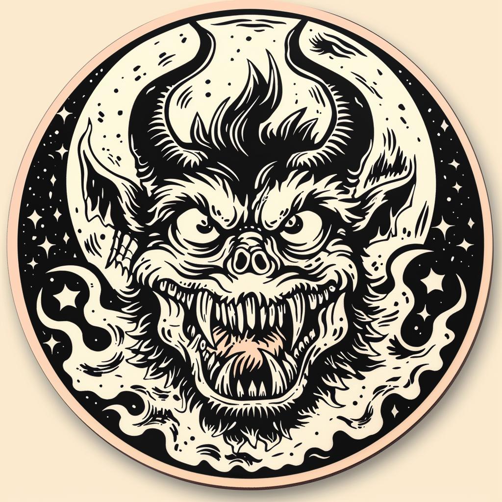 black  white  illustration  demon  horns  art  dark  occult  spiritual  badge 931024