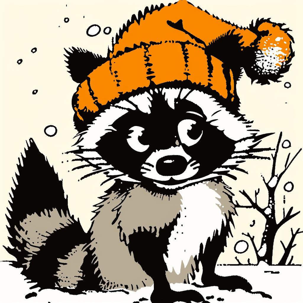 raccoon  cartoon  hat  snow  white  background  cute  funny  animal  winter 942349