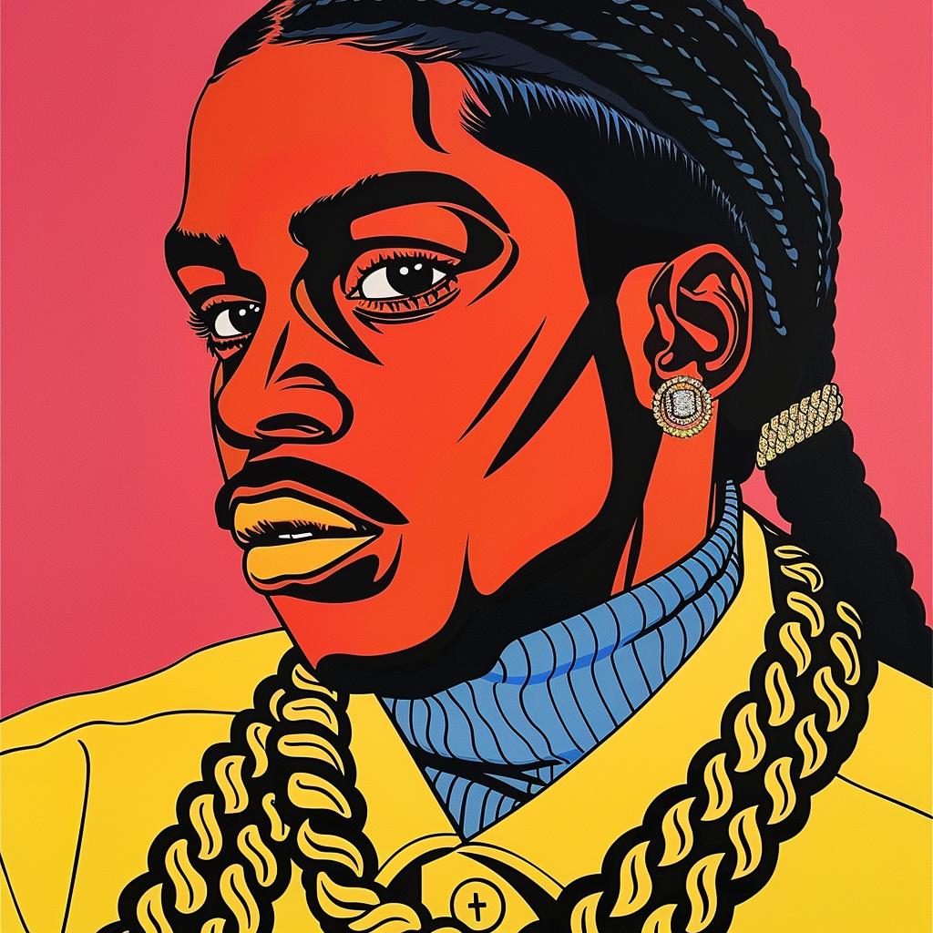painting  man  dreadlocks  gold  chains  portrait  hiphop  stylized  colorful  modern 1024485
