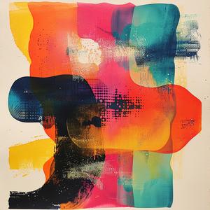 surreal  blockprint  painting  colorful  abstract  shapes  artwork  canvas  creative  design 1062670