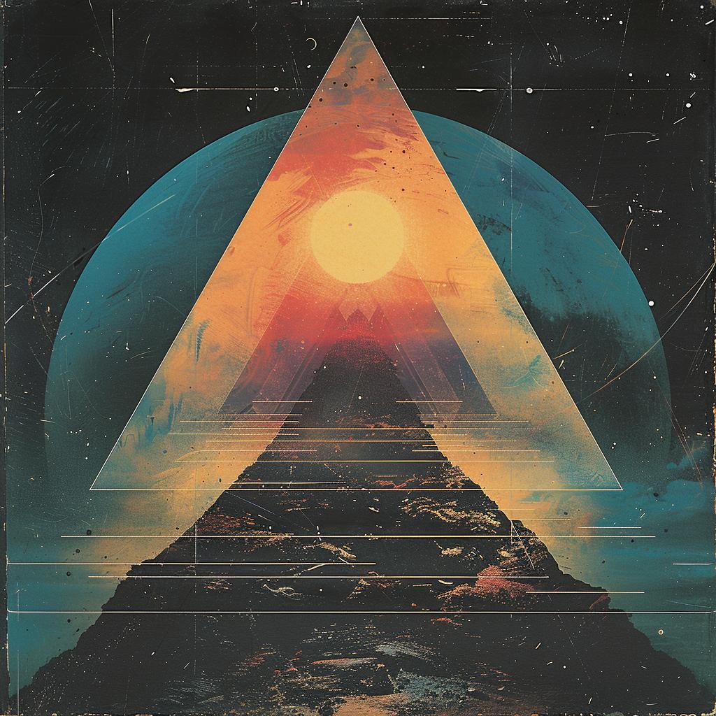 album  cover  1980s  Tycho  triangle  mountain  sun  stylized  electro  art 960665