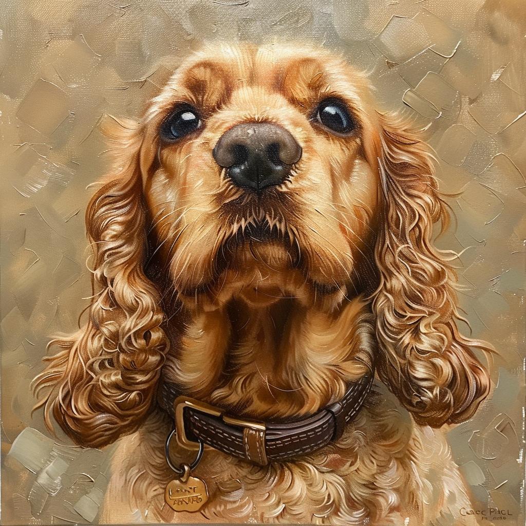 cocker  spaniel  dog  brown  collar  painting  animal  portrait  domestic  fur 973386