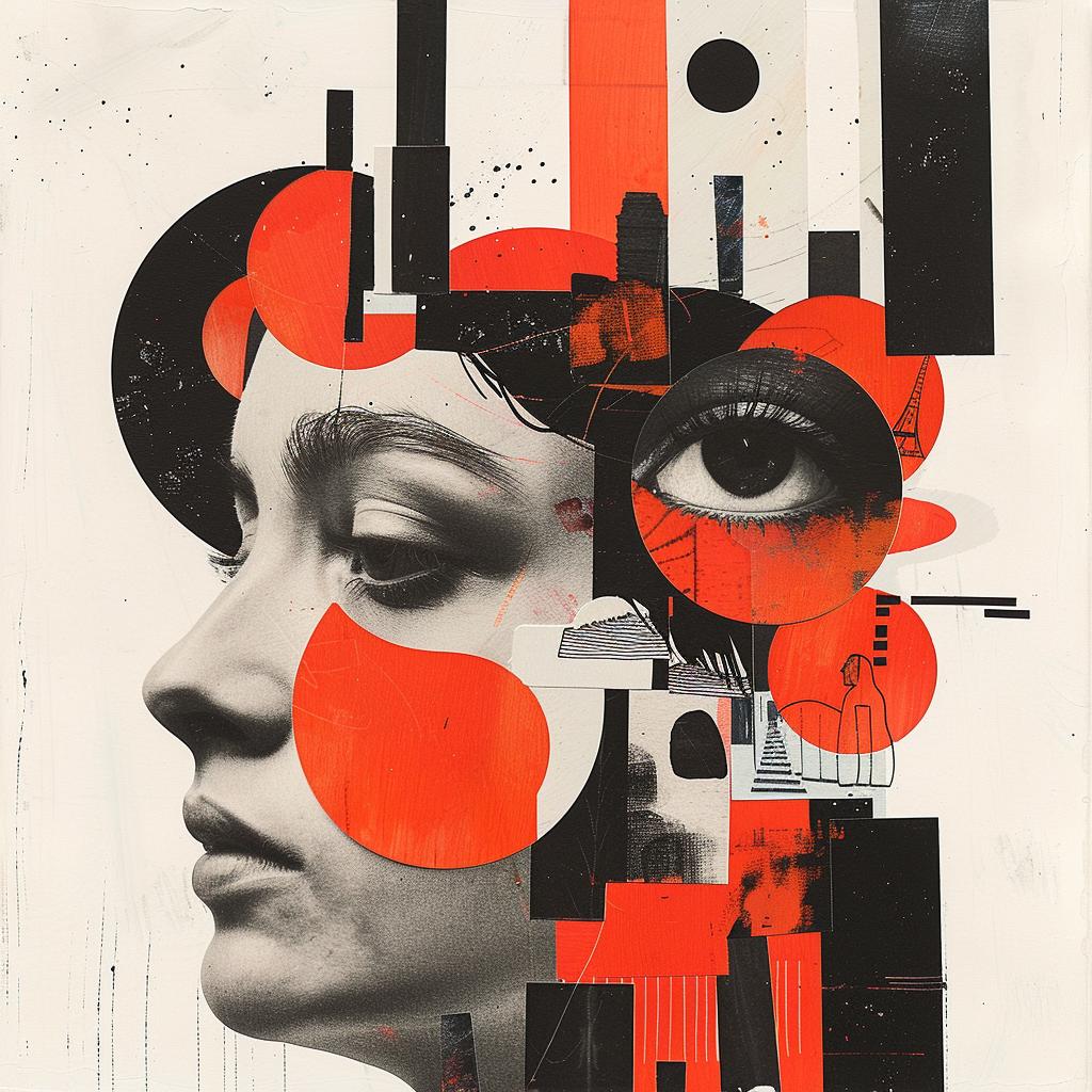 surreal  collage  Gemma  Correll  woman  face  red  black  design  art 1019479