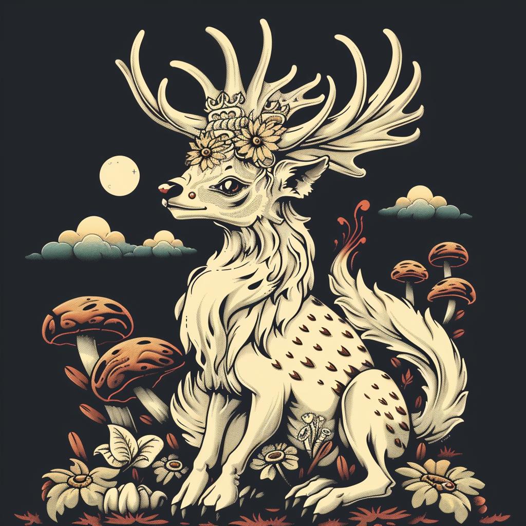 mythical  creature  hybrid  deer  horns  flowers  fantastical  unique  exploration  nature 941292