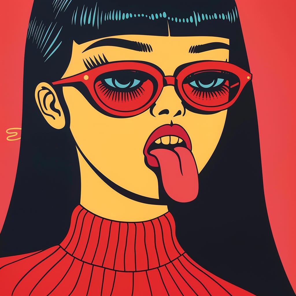 نظارات شمسية نسائية من بوبارت، رسم توضيحي، لسان، أسلوب تعبيري مرح وملون، 943774