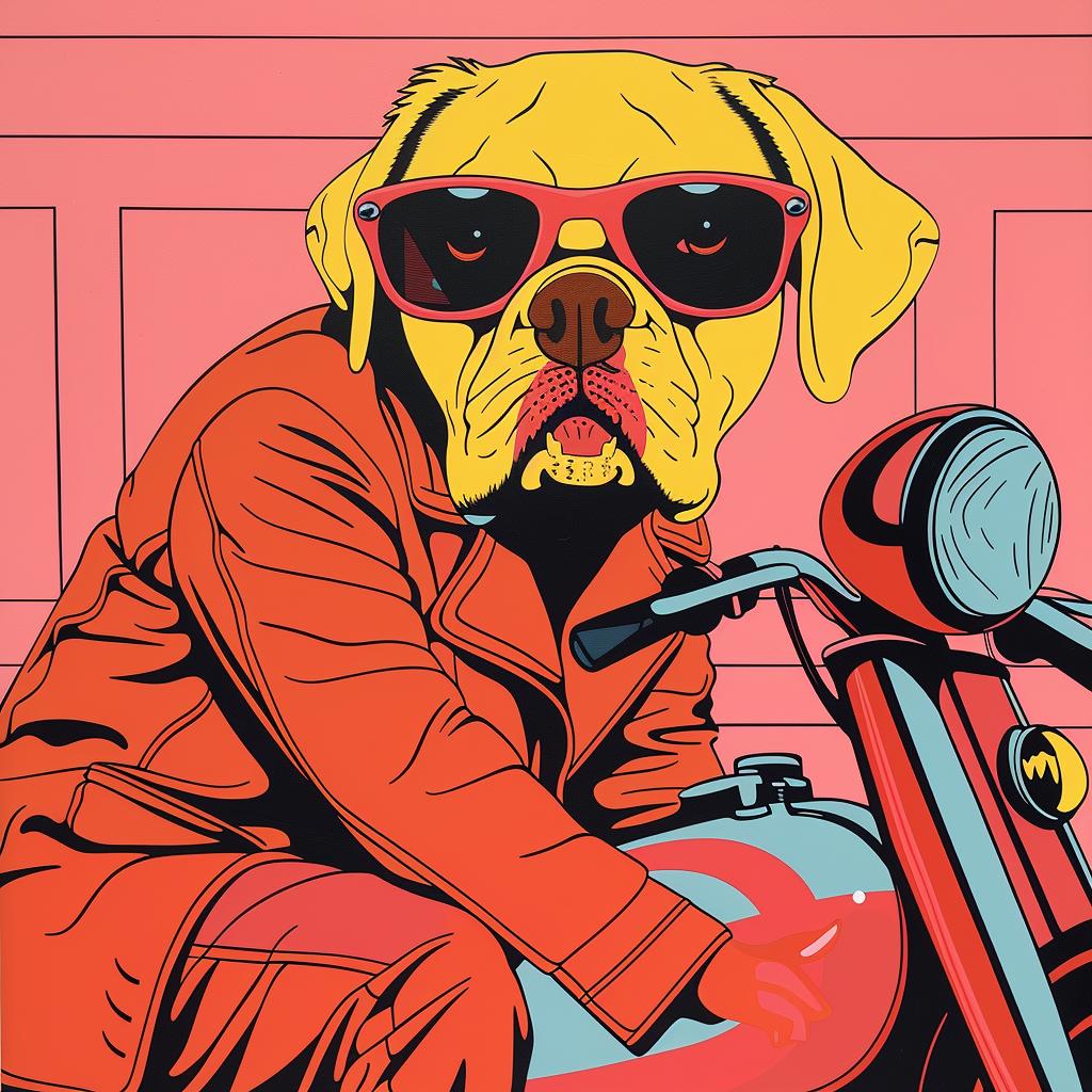 dog  scooter  sunglasses  surreal  art  Risograph  EdRuscha  volumetric  humorous  unusual 962879
