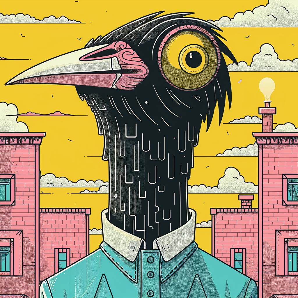 bird  head  yellow  beak  design  dark  naturalistic  terror  occult  art 924864