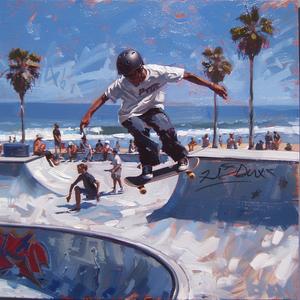 skateboarder  Venice  ramp  trick  painting  urban  action  extreme  sport  dynamic 1079848