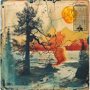 encaustic  painting  tree  sun  sky  colorful  unique  abstract  art  style 1067453