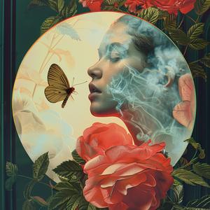 woman  roses  butterfly  background  floral  vibrant  nature  female  colorful  chromolithography 1040102