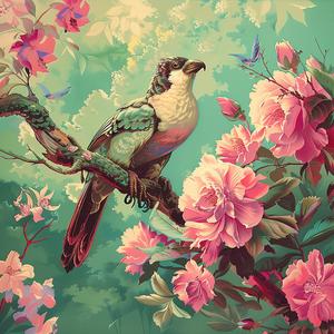 bird  branch  flowers  chromolithography  colorful  nature  delicate  botanical  elegant  art 1058368