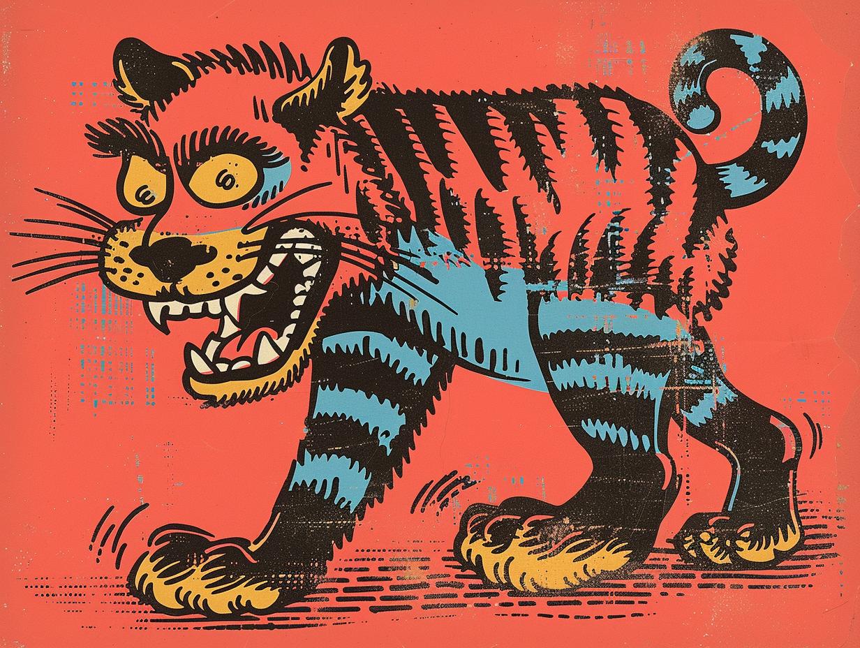 tiger  tattoo  Jack  Kirby  comic  style  1950s  background  vintage  art 919771