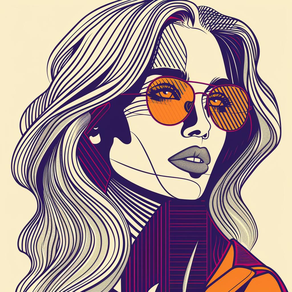 Pop  Art  blonde  woman  long  hair  sunglasses  vector  illustration  stylized 937013