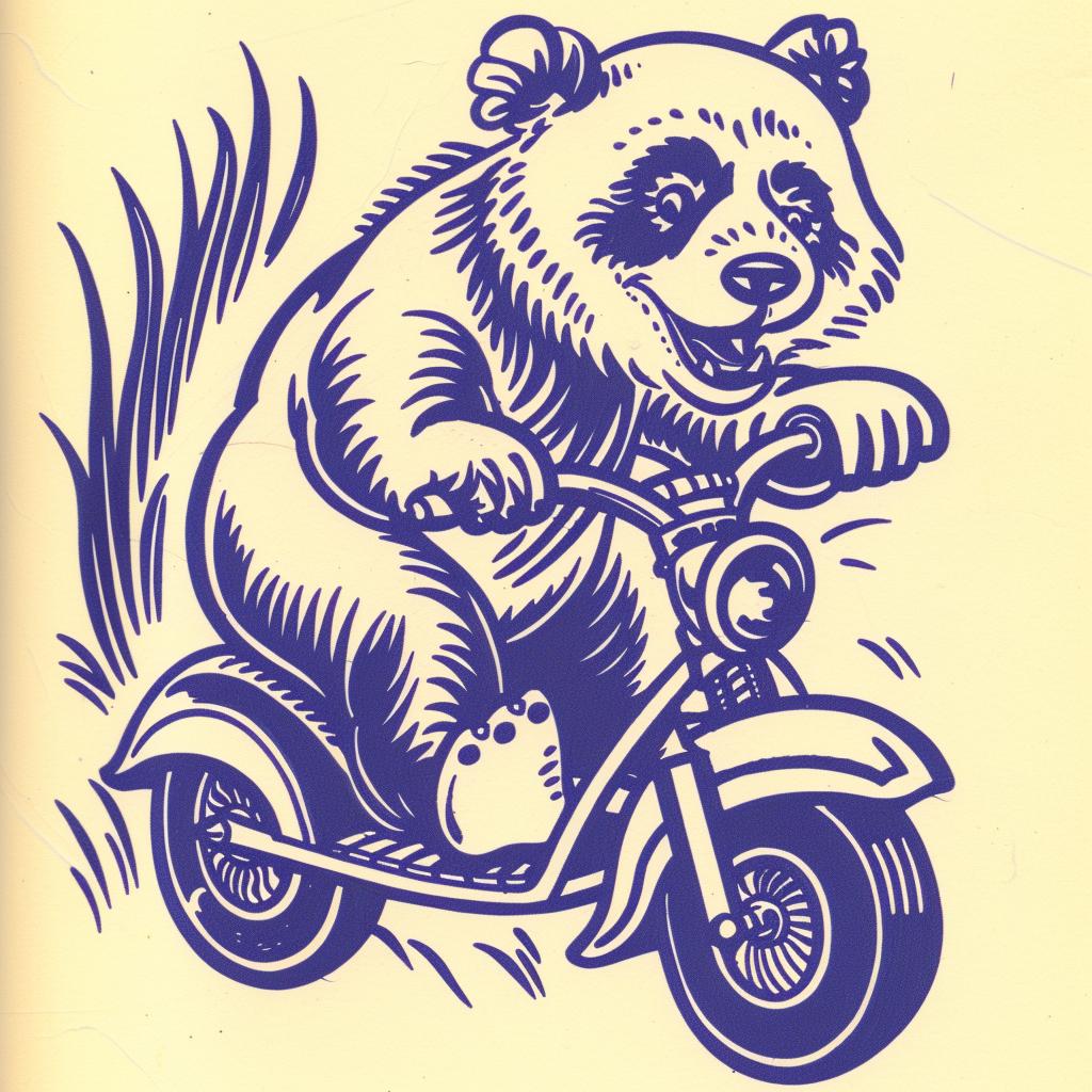 panda  motorcycle  happy  minimal  blue  yellow  bear  fun  transport  playful 955466