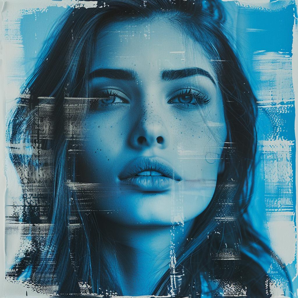 portrait  photograph  woman  blue  eyes  background  glossy  artistic  colorful  expression 923701