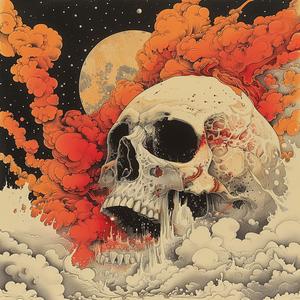 surreal  skull  clouds  smoke  risograph  symbolist  hyper-realistic  screenprinting  abstract  art 1078334