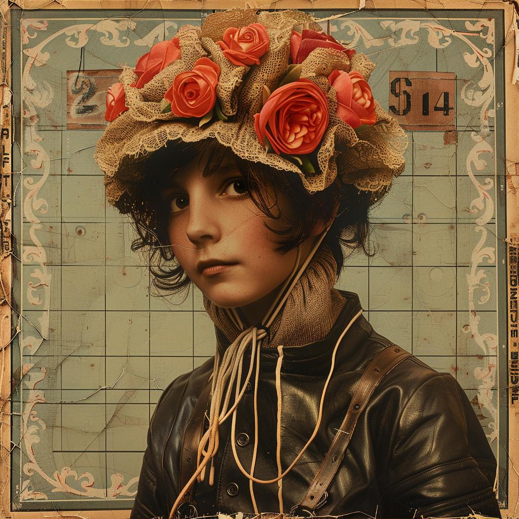 Girl  Flower  Hat  Chromolithography  Illustration  Colorful  Artistic  Decorative  Headwear  Feminine 1018481