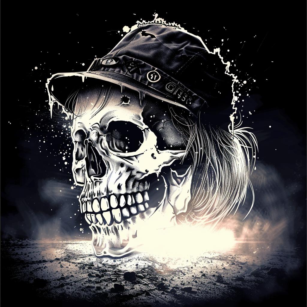 skull  character  hat  black  background  illustration  graphic  art  style  design 1033333
