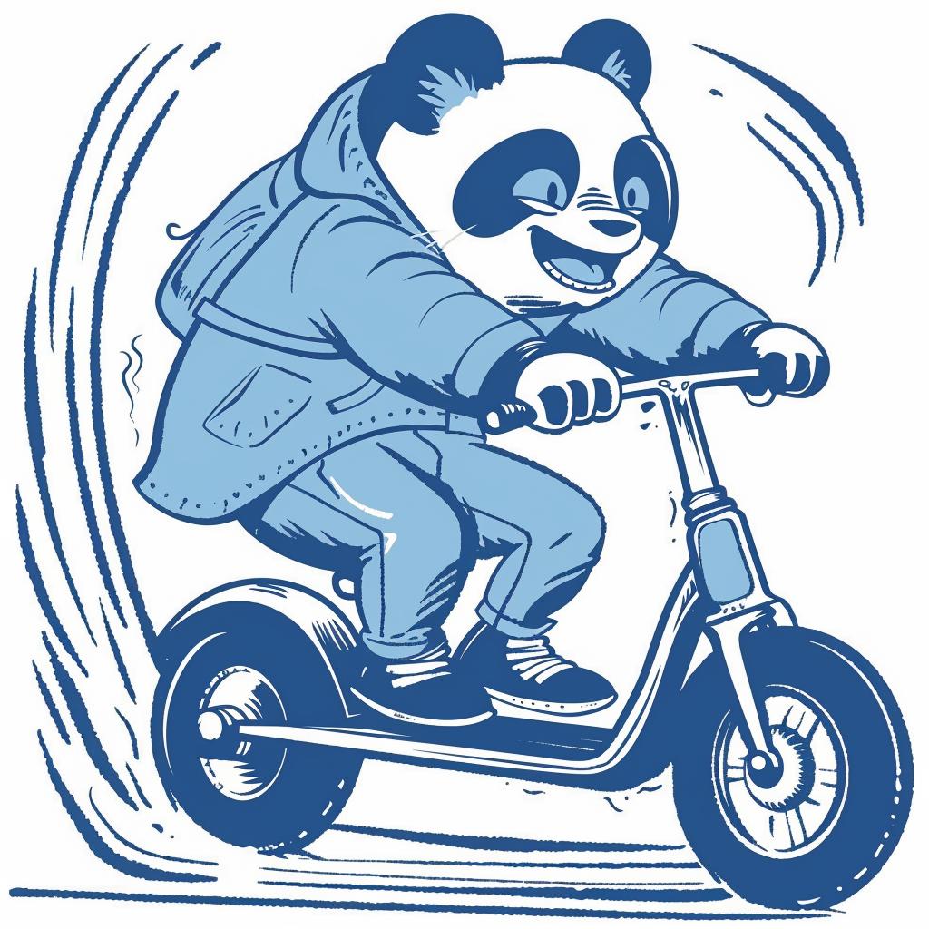 panda  scooter  happy  minimal  blue  yellow  cute  animal  transport  playful 955468