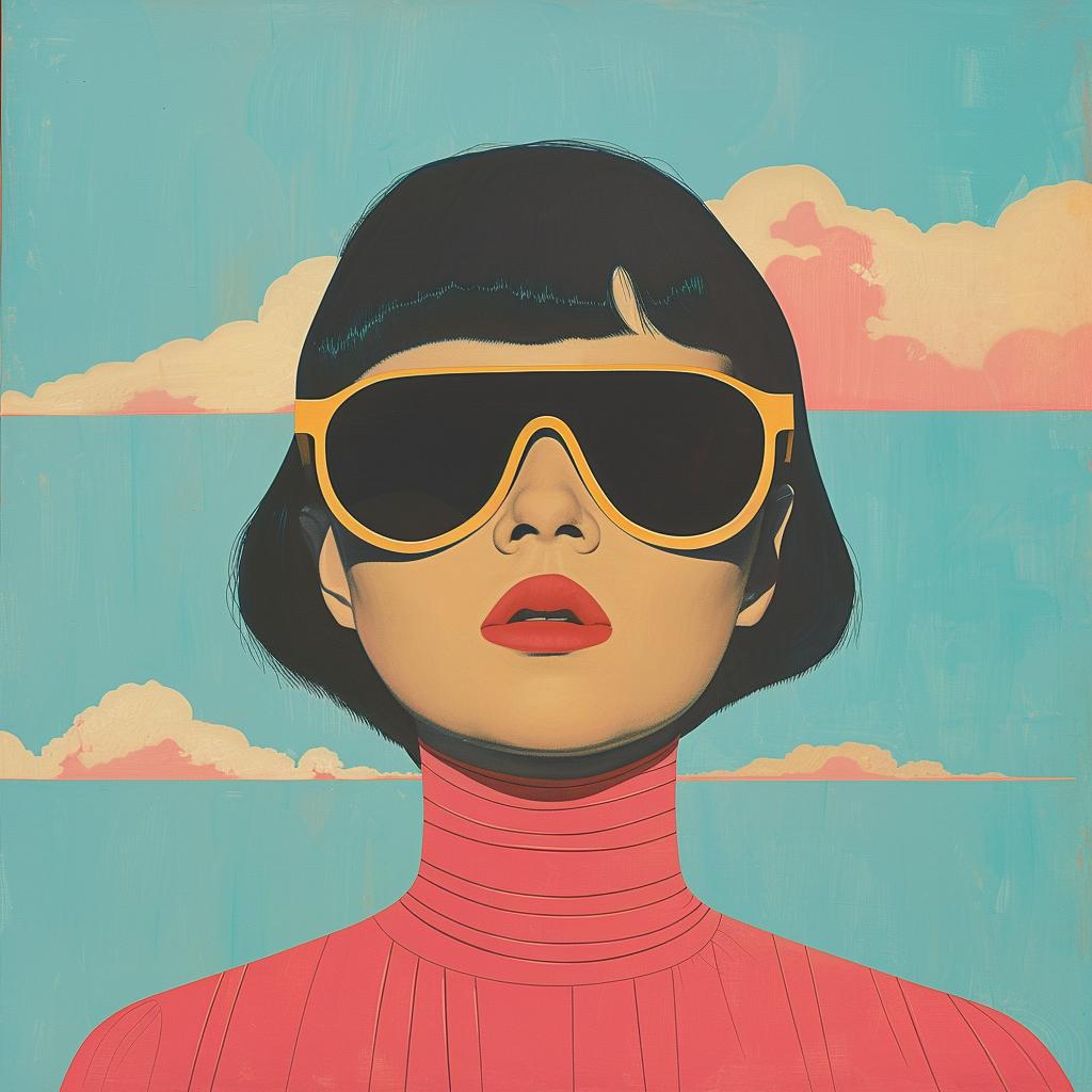 surreal  painting  woman  sunglasses  pink  sweater  creative  artwork  colorful  modern 1019158
