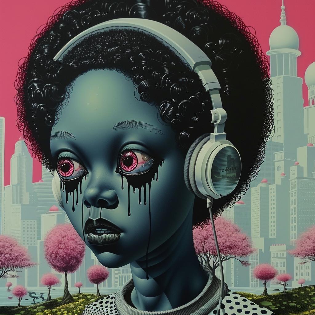 PopArt  DJ  AfricanAmerican  headphones  afro  makeup  TroyBrooks  painting  music  female 939104