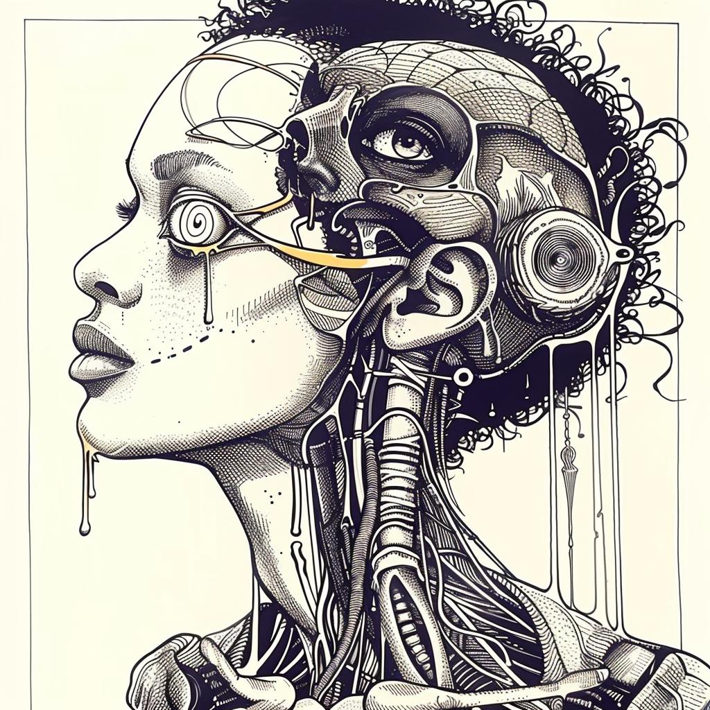 Pop-Art  sweaterman  model  African-American  four-eyes  dripping  eye-makeup  Troy-Brooks  robot  head 939345