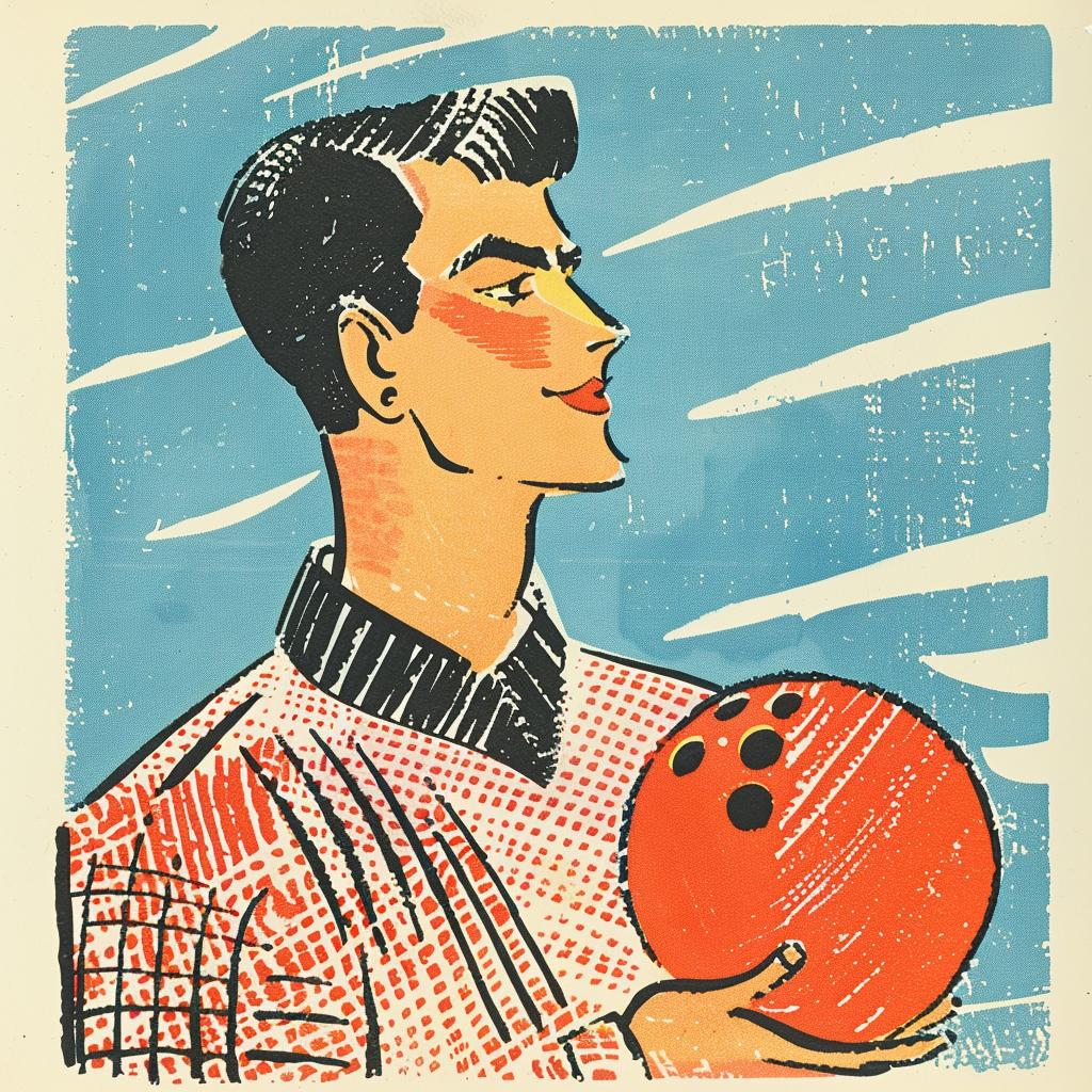 man  bowling  ball  1960s  style  illustration  sports  vintage  action  activity 940766