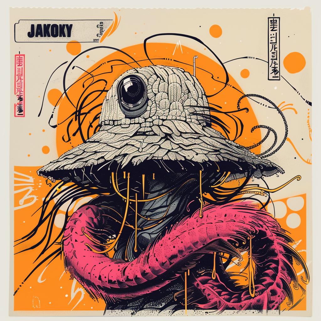 poster  snake  hat  graphic  colorful  modern  design  illustration  Japanese  text 947912