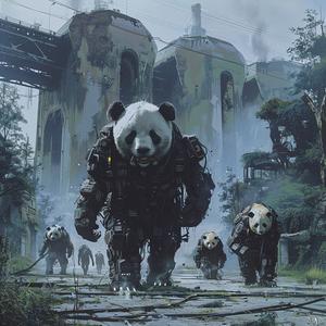 pandas  ominous  occult  Simon  Stalenhag  walking  road  surreal  art  urban 1079962
