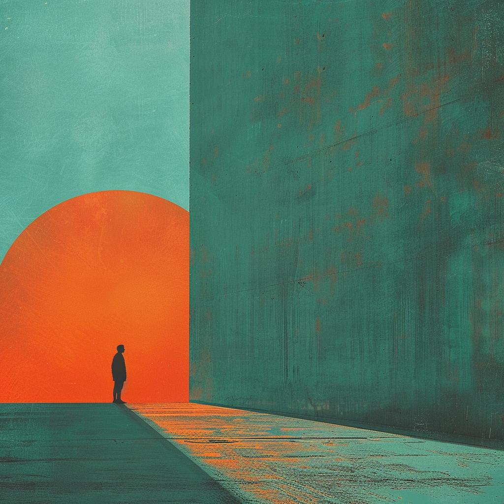 surreal  album  cover  technicolor  lighting  teal  orange  man  building  sunset 975139