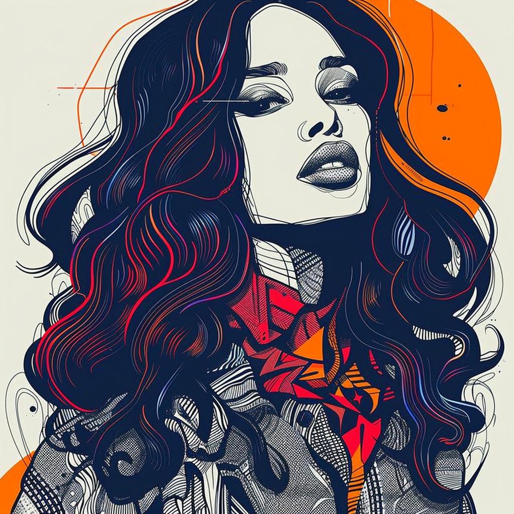 Pop  Art  Kerry  Washington  model  digital  portrait  white  background  style 939023