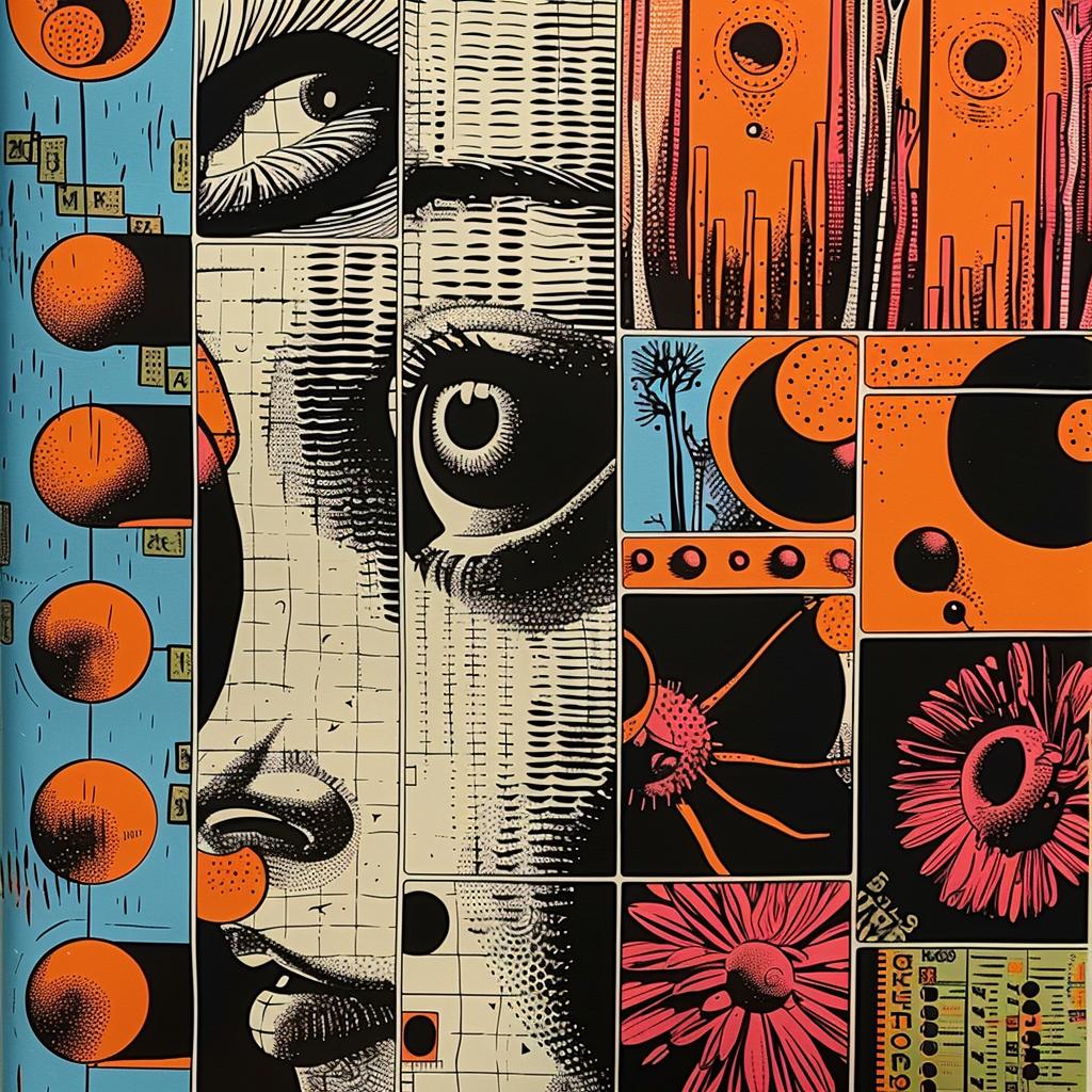 woman  face  flower  collage  chromolithography  abstract  design  graphic  art  poster 950512