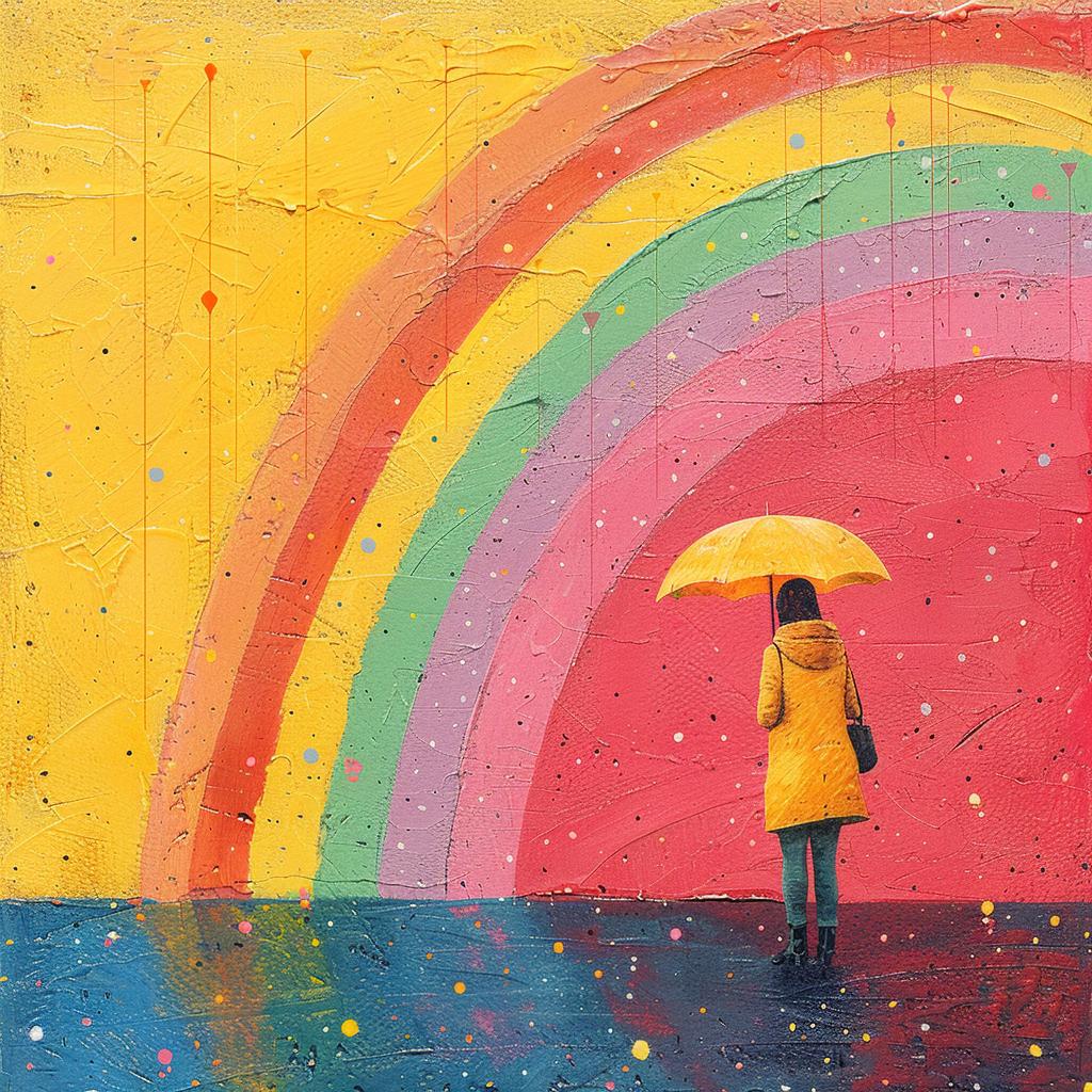 creative  surreal  rainbow  woman  umbrella  colorful  art  illustration  vibrant  playful 1017278