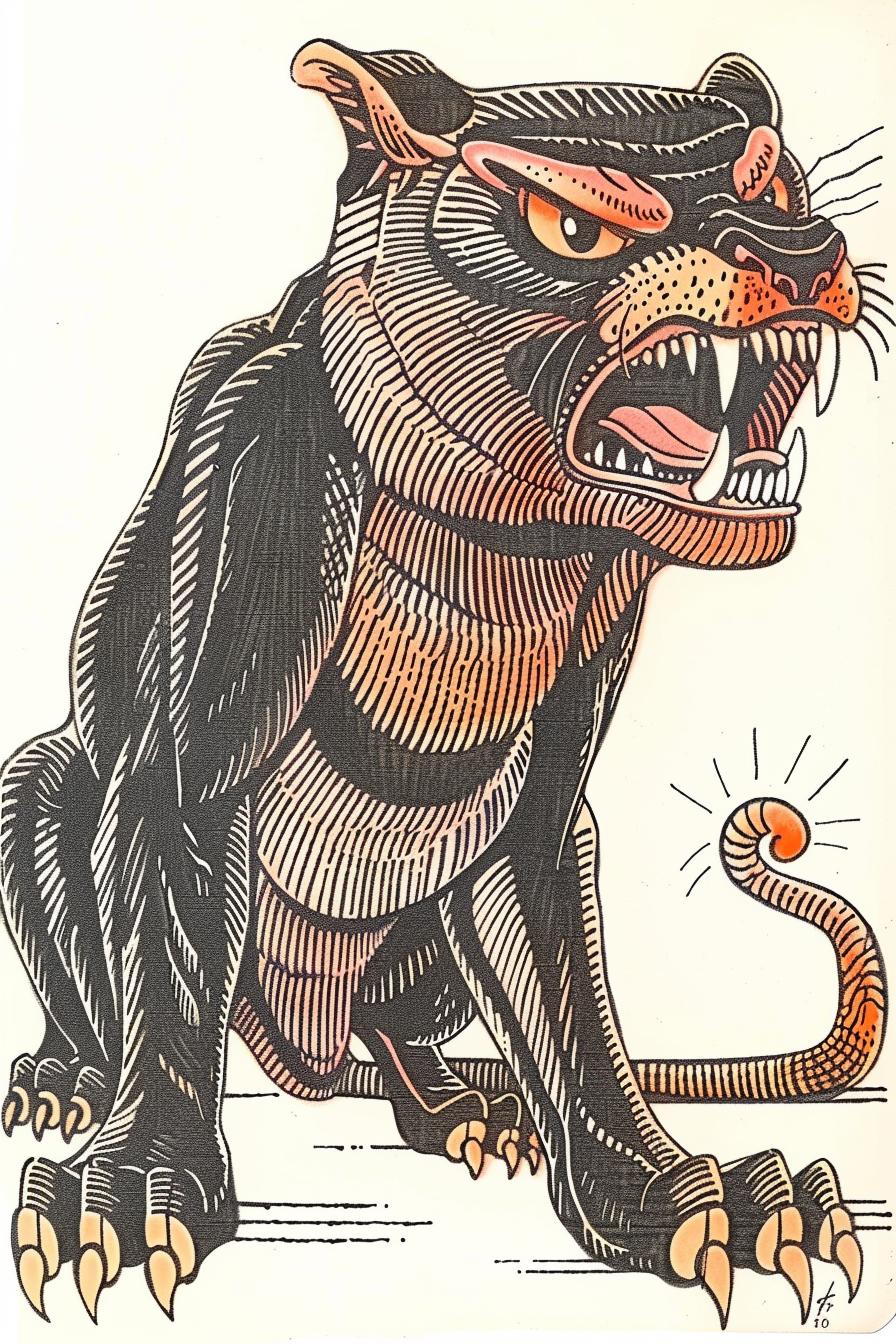 mythical  panther  snarling  upright  creature  illustration  Todd McFarlane  ferocious  fantasy  art 934281