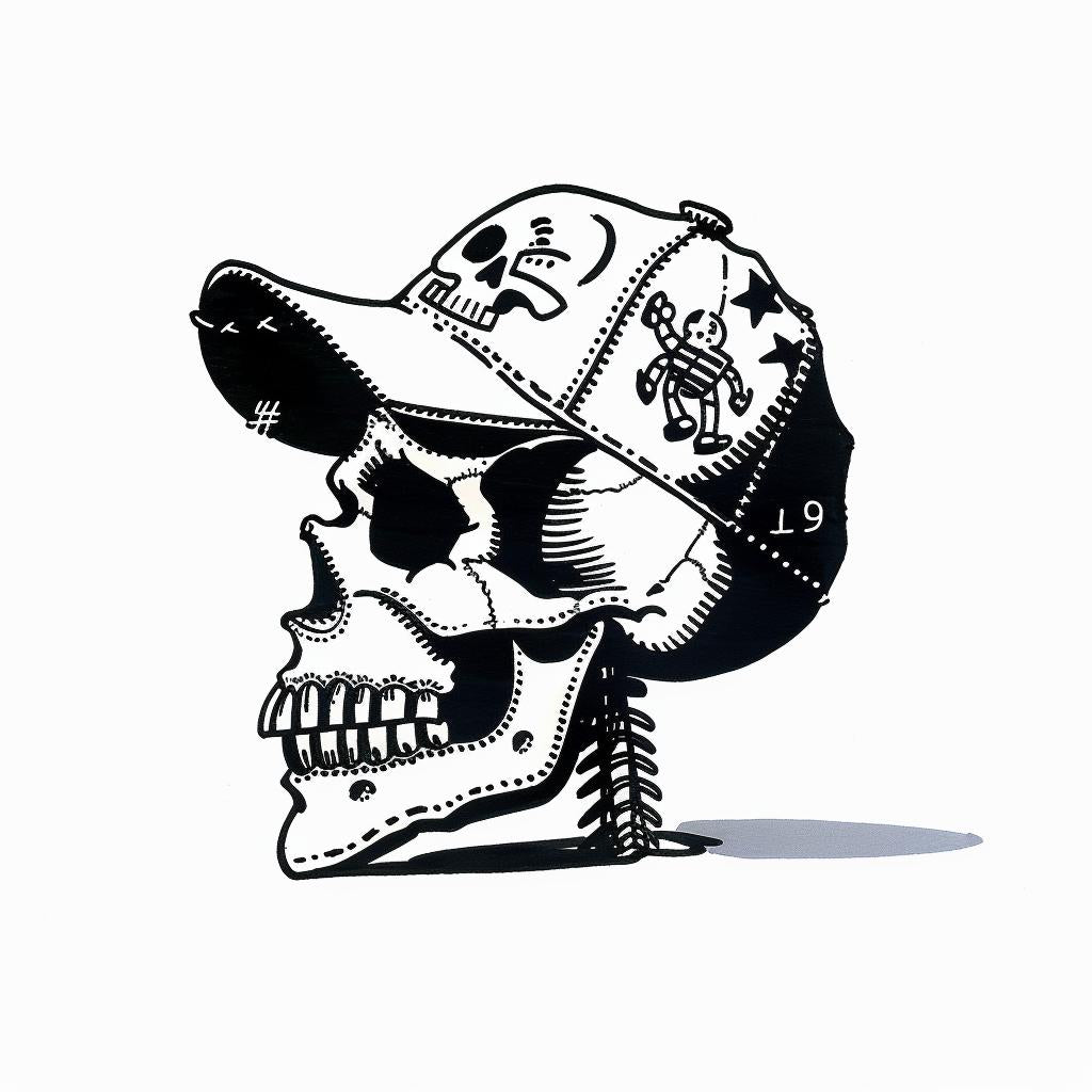 skull  baseball  cap  drawing  black  white  hat  character  illustration  art 1027711