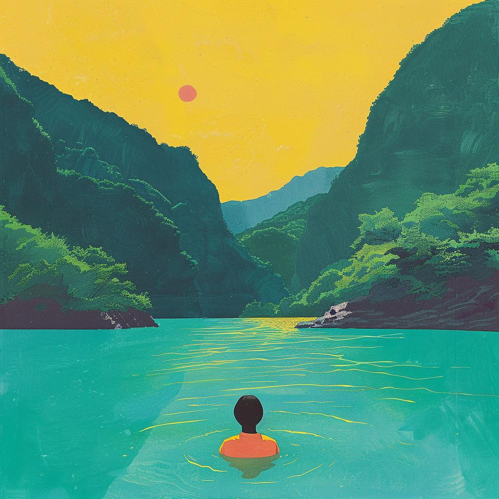 album  water  man  mountains  surreal  landscape  serene  composition  rural  artwork 1016575