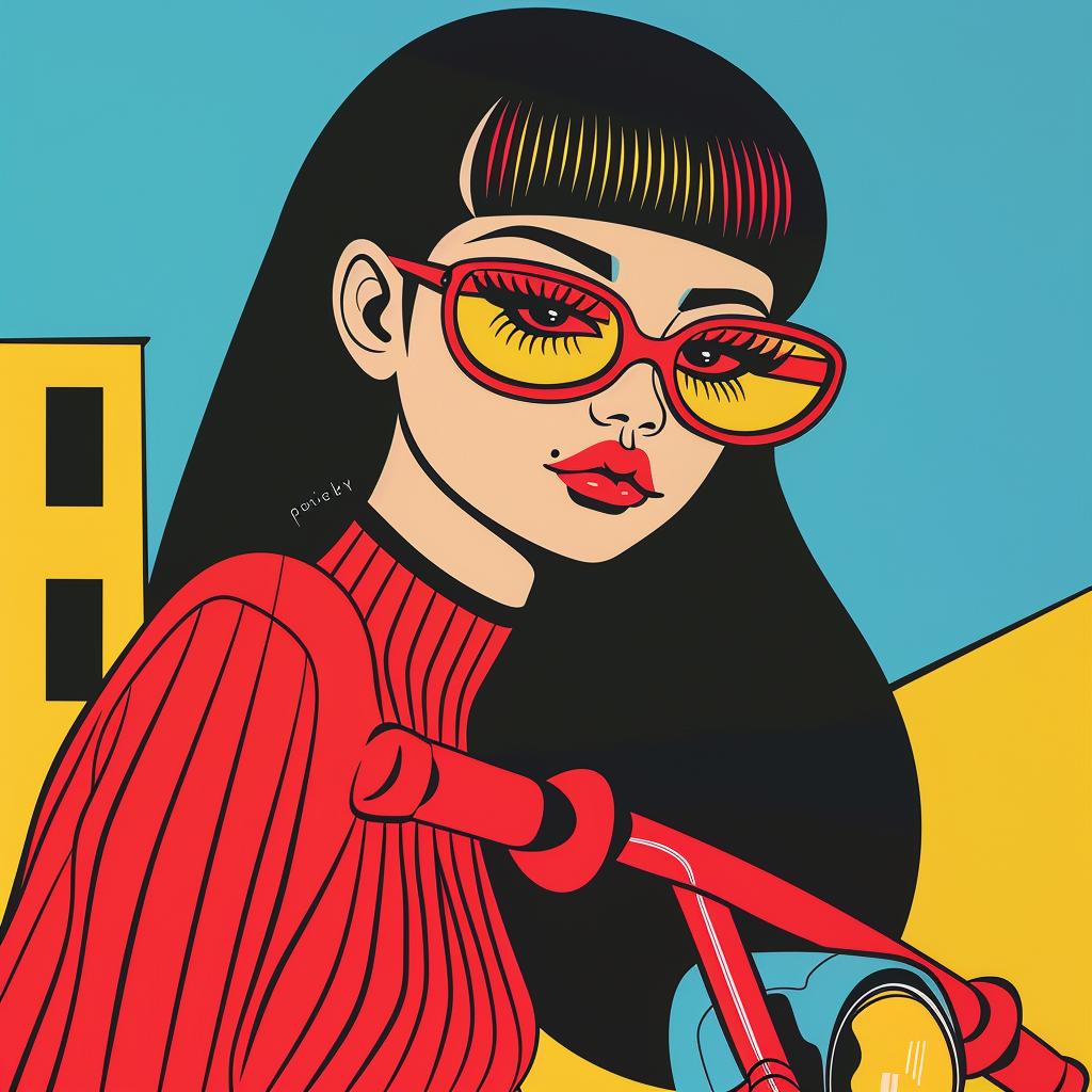 illustration  girl  scooter  glasses  colorful  playful  urban  pop  stylized  fun 943783