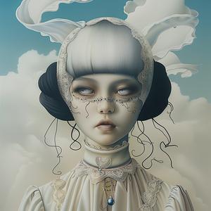 امرأة ذات شعر أبيض، فستان أبيض، عمل فني، صورة شخصية، أنيقة، بسيطة، منمقة، صور ناعمة 1073236
