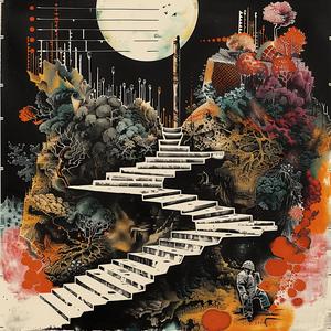 stairs  moon  stars  painting  art  chromolithography  whimsical  dreamy  creative  landscape 1048736