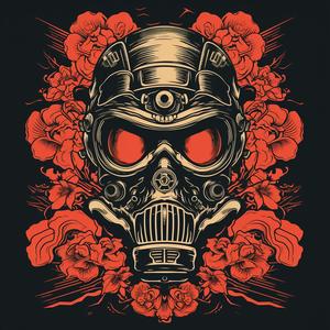 gasmask  flowers  red  eyes  creature  bold  floral  symmetrical  minimal  graphic 1078614
