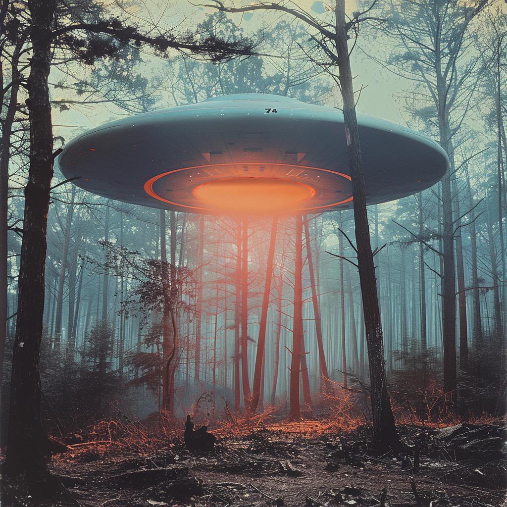 sci-fi  UFO  forest  surreal  double  exposure  lighting  natural  colors  glow 1031275