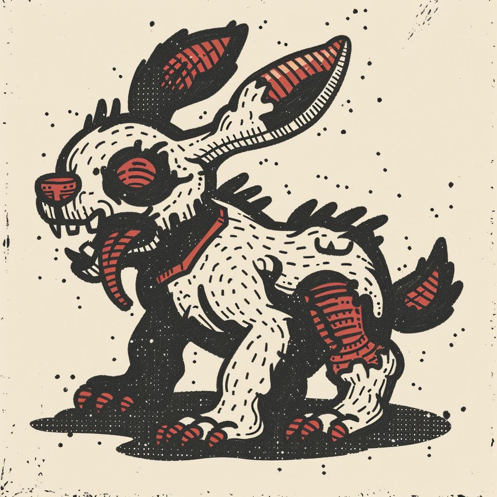 mythical  rabbit  creature  cartoon  big  head  illustration  grunge  art  Todd 931334