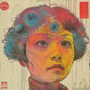 woman  colorful  hair  surreal  album  cover  paint  symbolist  risograph  hyper-realistic 1078500