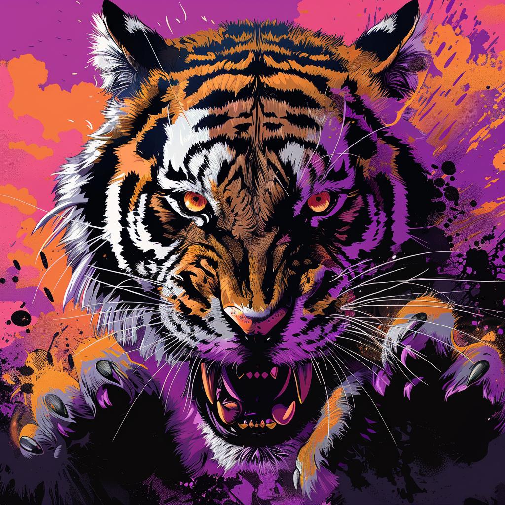 tiger  vector  graphic  bold  colorful  comic  realistic  fierce  claws  smoke 928808