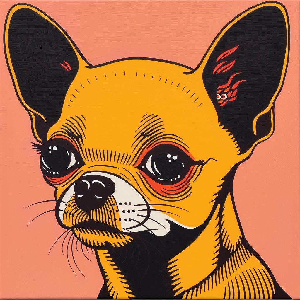 chihuahua  dog  painting  orange  background  cute  pet  colorful  animal  art 973751
